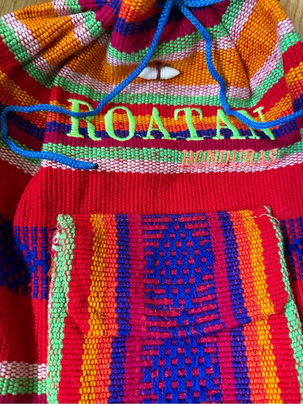 Multicolor Hand Woven Backpack from Roatan Hondura - Vibrant Striped Travel Pack